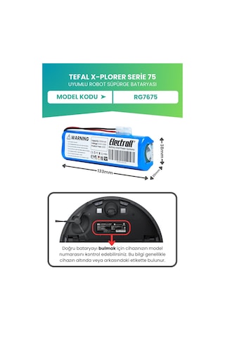 Tefal X-plorer Serie 75 Robot Süpürge Bataryası Yüksek Kapasite