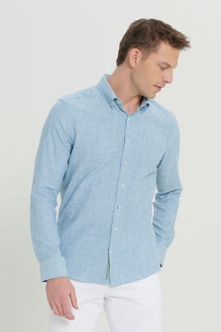 AC&Co / Altınyıldız Classics Erkek Yeşil Slim Fit Dar Kesim Düğmeli Yaka Flamlı Casual Gömlek 4A2022200073YSLXL Yeşil