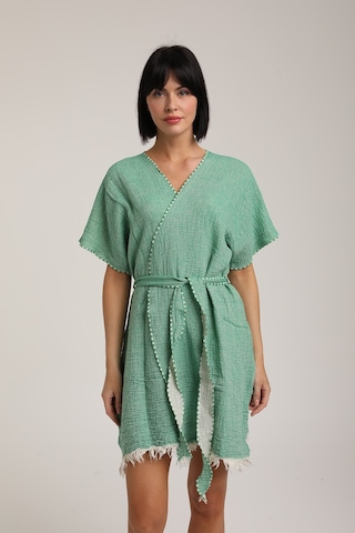 Life For Moda Kadın Kuşaklı Müslin Pareo Kimono P 80 Yeşil