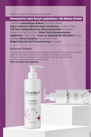 Dermaluire Aydınlatıcı Serum 30 ML + Leke Karşıtı Aydınlatıcı Bakım Kremi 200 ML