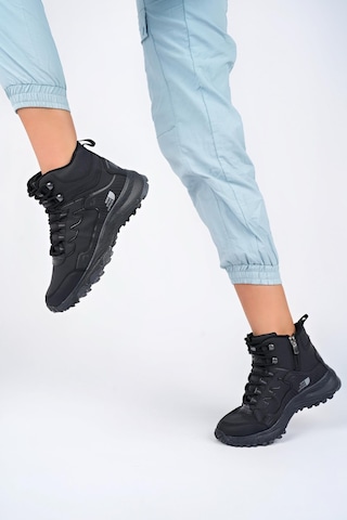 Muggo Alaska Unisex Garantili Trekking Outdoor Bağcıklı Yandan Fermuarlı Kışlık Bot Siyah -siyah