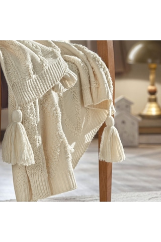 Taç Butik Brüj Akrilik Throw Ekru 000000001500223751 Ekru