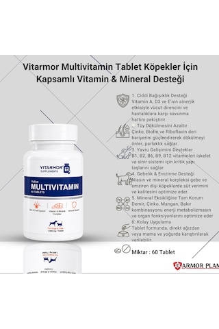 Vitarmor Multivitamin Tablet Köpekler İçin Kapsamlı Vitamin & Mineral Desteği