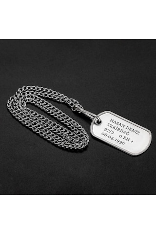 Askeri Künye Ve Zincir Takımı - Asker Künyesi (549227832) Gri