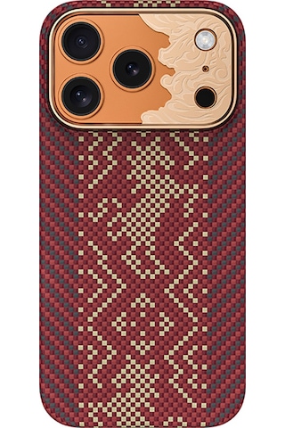 Apple iPhone 17 Pro Uyumlu Kılıf M-safe Özellikli Karbon Fiber Benks Knight Armorair Kevlar Kapak Kırmızı Kırmızı