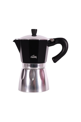 Any Morning Hes-6 Espresso Kahve Makinesi Alüminyum Moka Pot 240 Ml Siyah