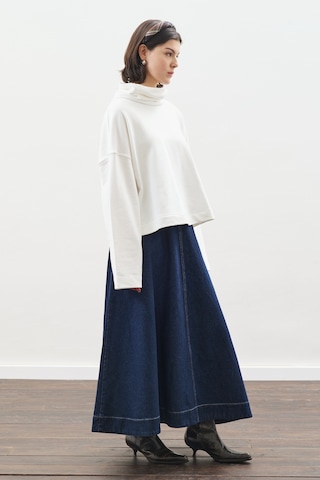 Yüksek Yakalı Oversıze Sweatshırt Ekru Ekru