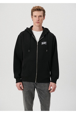 Mavi - Mavi Logo Baskılı Fermuarlı Siyah Sweatshirt 0611715-900 Siyah