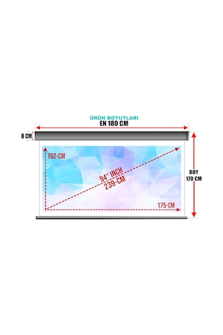 Gölge Stor En180cm Boy170cm Projeksiyon Perdesi Motorlu Hd 4k 8k