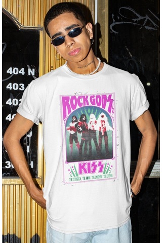 Sevbano Rock Metal Gods Efsane Müzik Grubu Kiss Baskılı Unisex Oversize T Beyaz