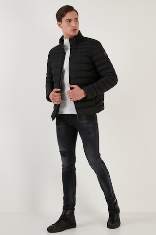 Buratti Dik Yaka Fermuarlı Cepli Slim Fit Şişme Erkek Mont 649002 Siyah