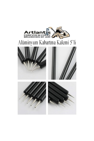 Ahşap Alüminyum Kabartma Kalemi 5 Li 1 Paket Aliminyum Folyo Kabartma Çift Uçlu İzleme Noktalama Kalemi Gravür