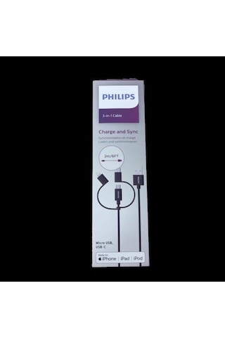 Philips Mfı Lisanslı 3in1 Micro Usb-lightining-type-c Hızlı Şarj Kablosu 2m Dlc3106t