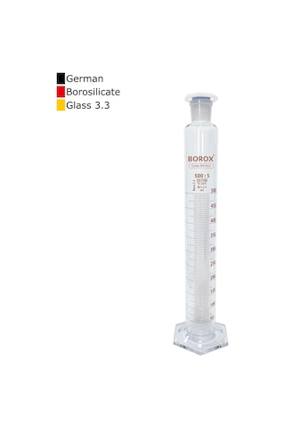 Borox Cam Çalkalamalı Mezür 500 ML Plastik Tıpalı Dereceli