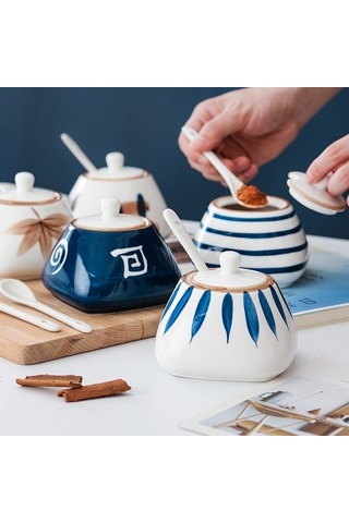 Westworld Kapaklı Ve Kaşıklı Paslanmaz Çelik Şekerlik Taşınabilir Şeker Kutusu Mutfak Konteyner Pişirme Ş