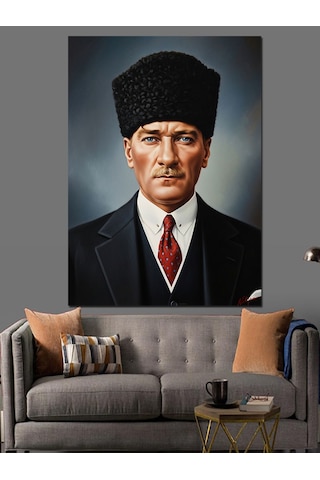 Mustafa Kemal Atatürk'ün Portresi Dekoratif Kanvas - Mdf Ahşap Tablo