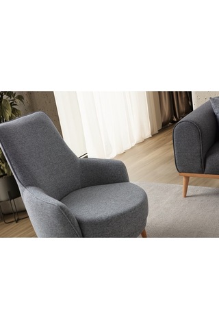 Rebul Keten Berjer Gri Tekli Koltuk Gri