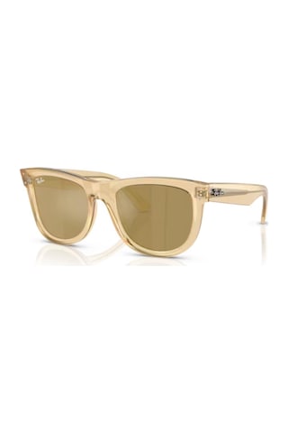 Ray-ban Rbr 0502s 68215a 50 Wayfarer Reverse Aynalı Unisex Kare Şeffaf Sarı Kemik Güneş Gözlüğü Sarı