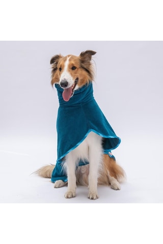 Mavi Bogota Köpek Bornozu-köpek Kurulama Havlusu- Kedi Köpek Kıyafeti