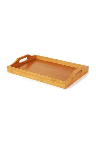 Bambu Dikdörtgen Sunum Tepsi 33x22x5 Cm, Sofra Tepsisi, Çay Tesisi, Bambu Daire Tepsi, 15cm