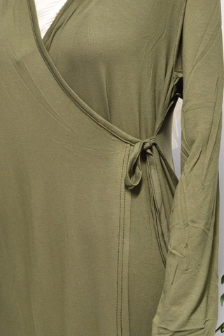 Kadın Yandan Bağlamalı Pamuklu Penye Namaz Elbisesi 38-48 Beden Yeşil