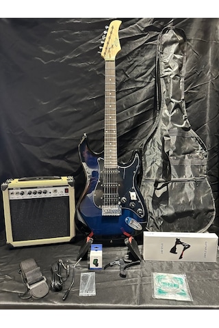 Mavi Elektro Gitar Full Set 15w Bluetooth Amfi