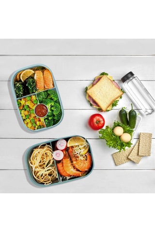 Yunboo Yeşil 1900ml Plastik Yemek Kutusu - 8 Bölmeli, Tencere/donuk/çamaşır Makinesine Uygun, Kaçırmaz Kapak Ve Beste Aletleri İle Yeşil