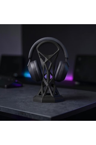 Happy3dworld Kafes Tasarımlı Kulaklık Standı, 3d Baskı Modern Siyah Gaming Düzenleyici