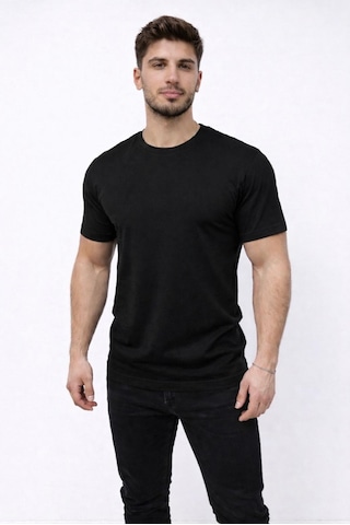 Axxel Erkek Siyah Kısa Kollu Bisiklet Yaka T-shirt-d677 Siyah
