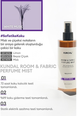 Oda Ve Kumaş Kokusu Kundal Room & Fabric Perfume Mist White Musk 300 Ml Musk