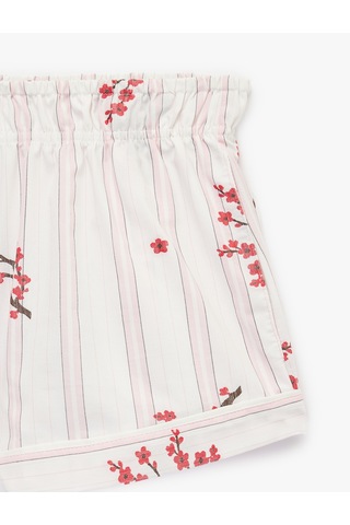 Koton Çiçek Desenli Beli Lastikli Rahat Kesim Çizgili Şort Pijama Altı Pembe Çizgili 6slk80031mw