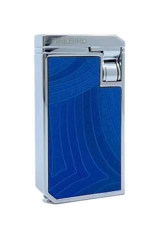 Firebird Parlak Krom Çift Torch Puro Çakmağı - Mavi Mavi