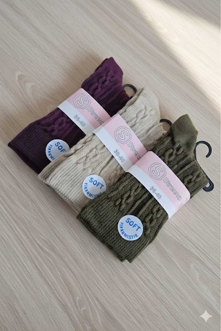 Kadın Lambswool Yün Çorap 3'lü Asorti Setler 36-40 Set 2
