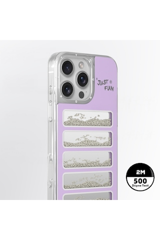 Apple iPhone Uyumlu 16 Pro Kılıf Aynalı Ve Boncuklu Tasarım Youngkit Jump Serisi Kapak Mor