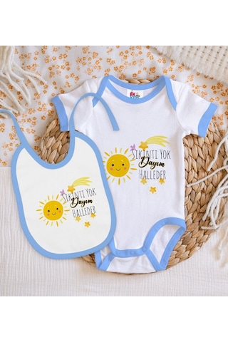 Bk Kids Sıkıntı Yok Dayım Halleder Tasarımlı Bebek Body Zıbın - Mavi Çok Renkli