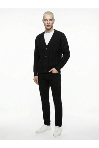 Loose Fit Erkek Hırka Siyah