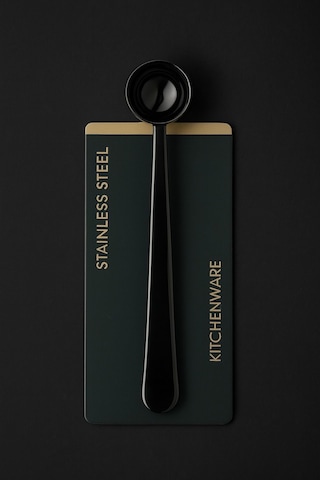 Paslanmaz Çelik Çok Amaçlı Ölçekli Kahve Ölçü Kaşığı Ve Paket Klipsi Siyah