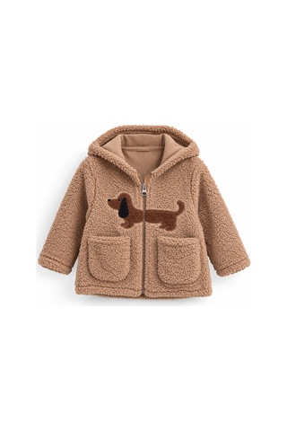 Overdo Kids Bebek Welsoft Peluş Ceket Bej