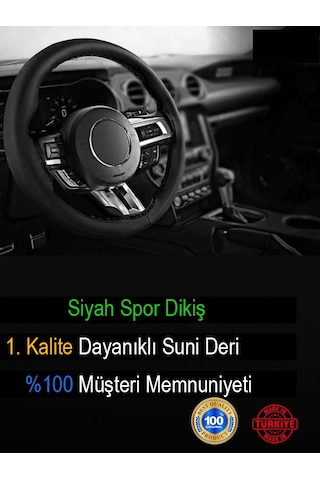 Citroen Xsara Deri Direksiyon Kılıfı, Dikmeli Siyah Spor Dikiş-1704 Çok Renkli