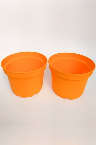 19 Cm Büyük Boy Saksı 2 Adet Turuncu Tekpar Dekoratif Plastik