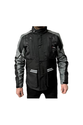 Venom Motosiklet Montu Tourex 4 Mevsim Ce Sertifikalı Long Touring Motorcu Mont Siyah-gri