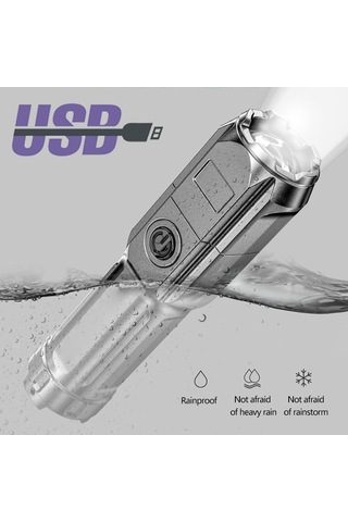 Güçlü Işık El Feneri Usb Şarj Edilebilir El Feneri Taşınabilir Ultra Parlak Uzun Menzilli Dış Mekan Ev Led Işık Siyah