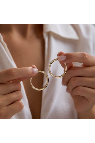 14k Altın Halka Küpe 2 Mm 3.0 Cm T14308 Renkli