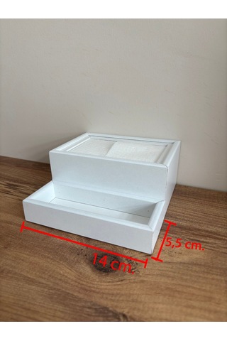 Mimoza Baharatlık Bölmeli Ahşap Masaüstü Peçetelik 24 Adet Restaurant Dispenser Beyaz Baharatlıklar Hariç