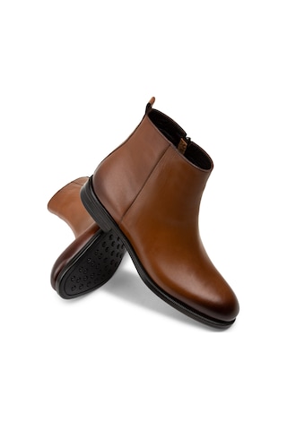 Deery Hakiki Deri Taba Rengi Fermuarlı Erkek Bot - 01921mtbac01 Taba