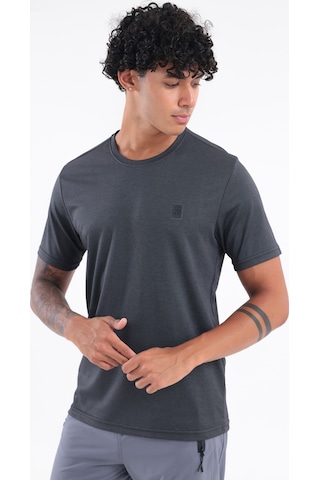 Rowinger Bisiklet Yaka Merserize Erkek Spor T-shirt Siyah
