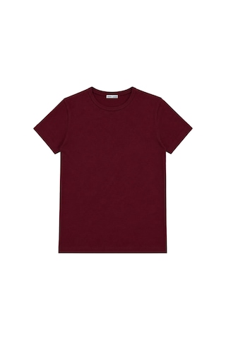 Vadon 1003 Kadın Pamuklu Slim Fit Bisiklet Yaka Yumuşak Dokulu Basic T-shirt Bordo