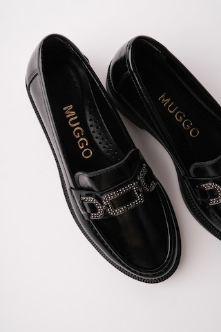 Muggo Arven Metal Tokalı Taş Detaylı Günlük Kadın Günlük Loafer Ayakkabı Siyah