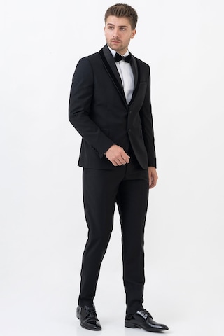 White Stone Meksiko D112 Şal Yaka Slim Fit Damatlık Takım Elbise Siyah - 60 Siyah