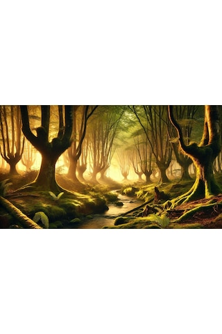 Doğa Ve Manzara Gizemli Orman 01 Çerçevesiz 90x60cm Pvc Tablo